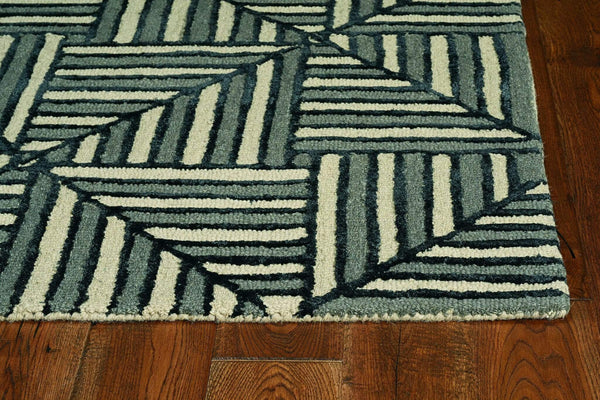 Rugs Navy Blue Rug - 144" X 180" X 0.'5" Navy/Charcoal Wool / Viscose Rug HomeRoots