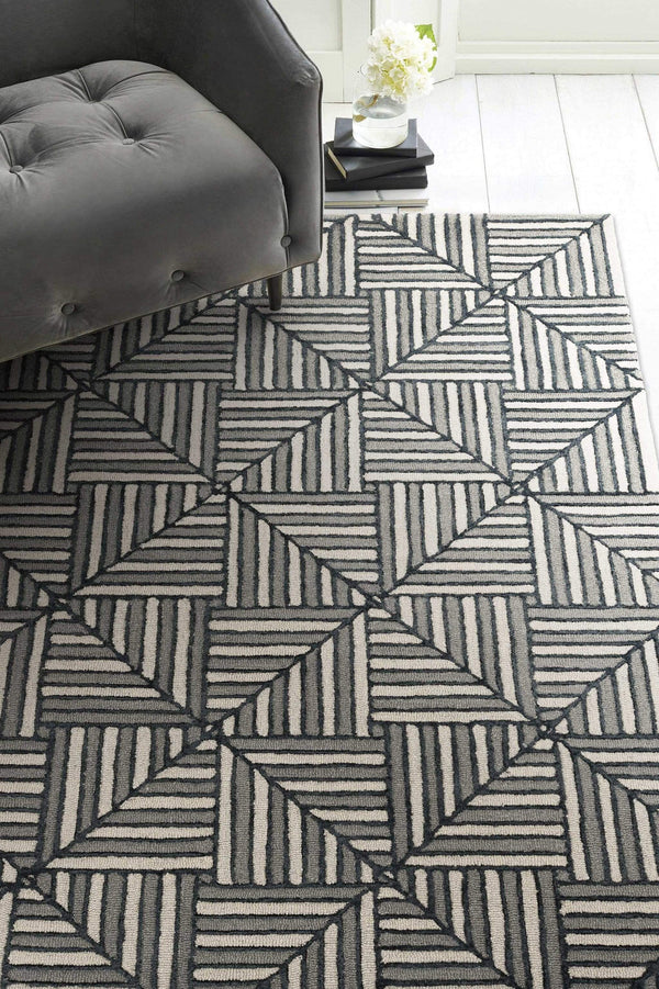Rugs Navy Blue Rug - 60" X 84" X 0.'5" Navy/Charcoal Wool / Viscose Rug HomeRoots