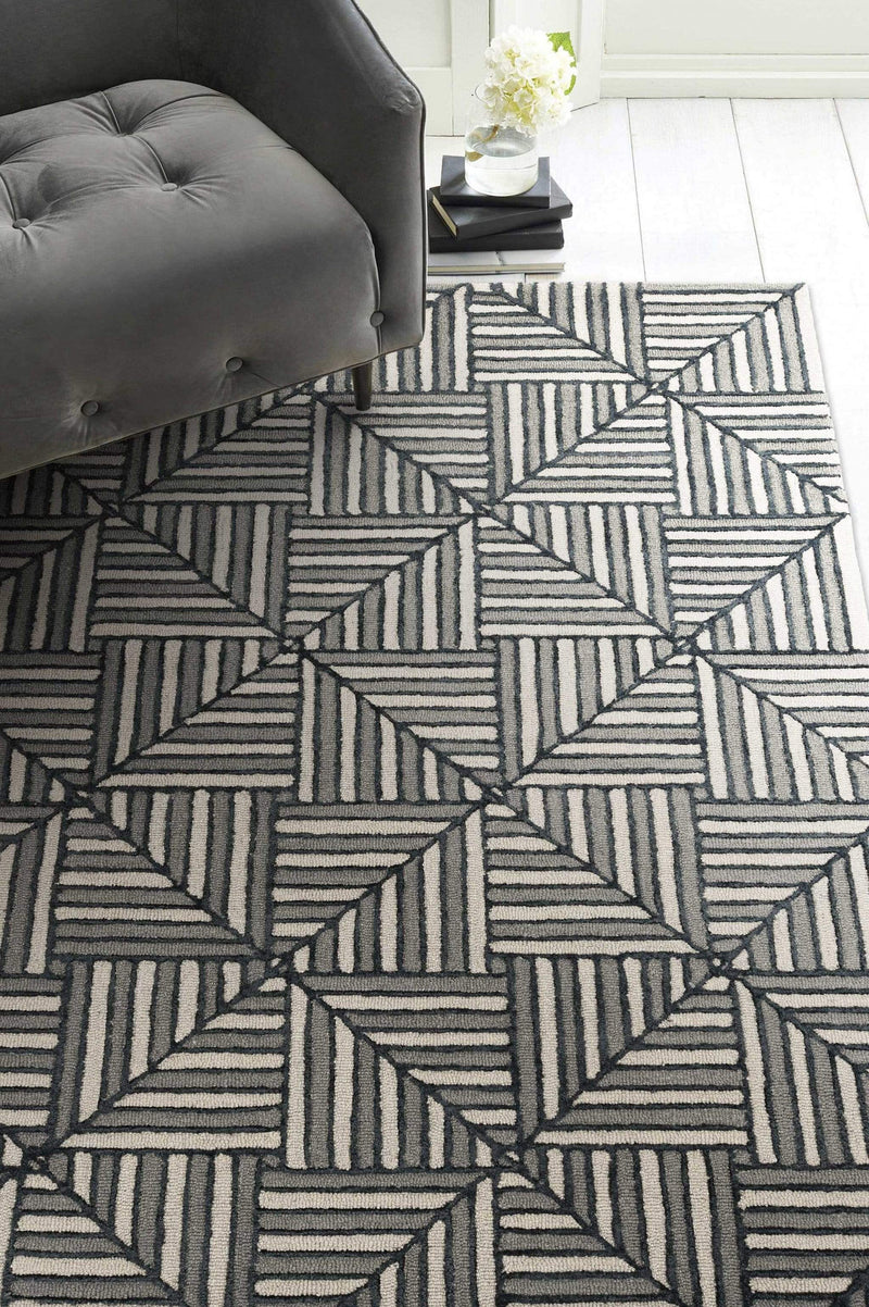 Rugs Navy Blue Rug - 60" X 84" X 0.'5" Navy/Charcoal Wool / Viscose Rug HomeRoots