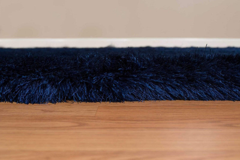 Rugs Navy Blue Rug - 63 x 86" x 2.7" Navy Polyester Area Rug HomeRoots