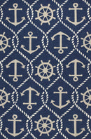 Rugs Navy Blue Rug - 7'6" Round UV-treated Polypropylene Navy Area Rug HomeRoots
