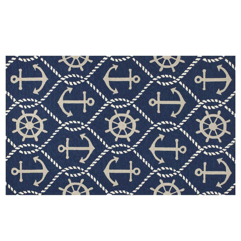 Rugs Navy Blue Rug - 7'6" Round UV-treated Polypropylene Navy Area Rug HomeRoots