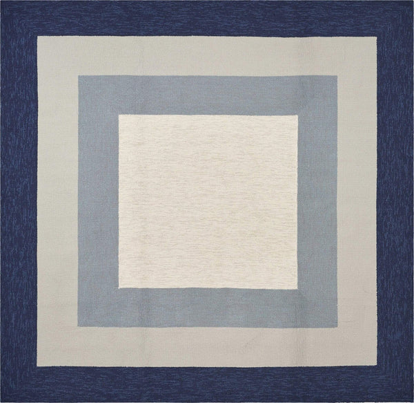 Rugs Navy Blue Rug - 7' Square UV-treated Polypropylene Slate/Navy Area Rug HomeRoots