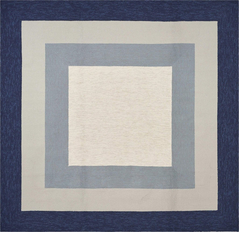 Rugs Navy Blue Rug - 7' Square UV-treated Polypropylene Slate/Navy Area Rug HomeRoots