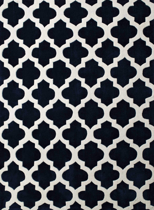 Rugs Navy Blue Rug - 94" x 126" x 0.47" Navy Polyester Oversize Rug HomeRoots
