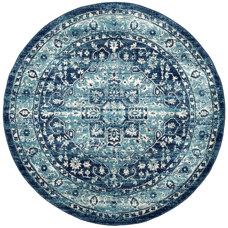 Rugs Navy Blue Rug - 94" x 94" x 0.4" Navy Olefin Round Rug HomeRoots