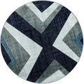 Rugs Navy Blue Rug - 94" x 94" x 0.5" Navy Olefin/Polypropylene Round Rug HomeRoots