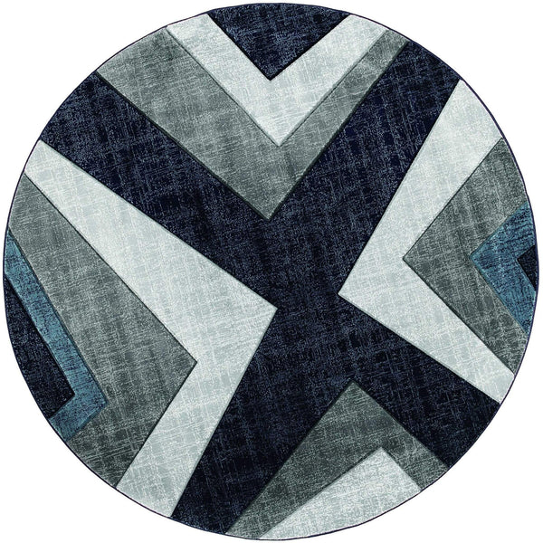 Rugs Navy Blue Rug - 94" x 94" x 0.5" Navy Olefin/Polypropylene Round Rug HomeRoots