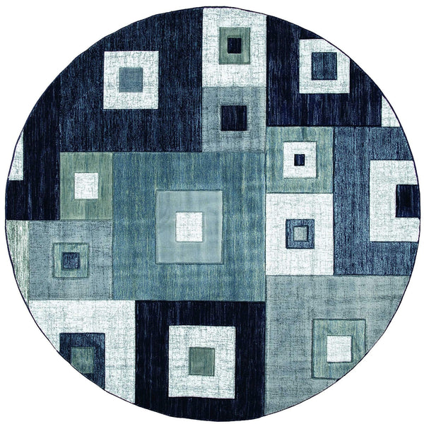 Rugs Navy Blue Rug - 94" x 94" x 0.53" Navy Olefin/Polypropylene Round Rug HomeRoots