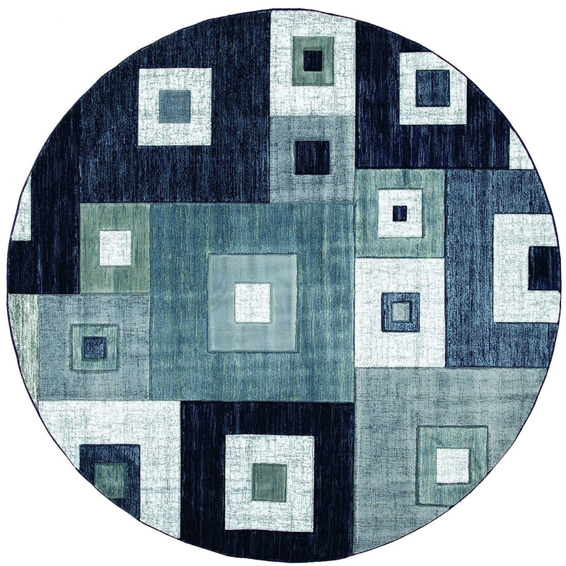 Rugs Navy Blue Rug - 94" x 94" x 0.53" Navy Olefin/Polypropylene Round Rug HomeRoots