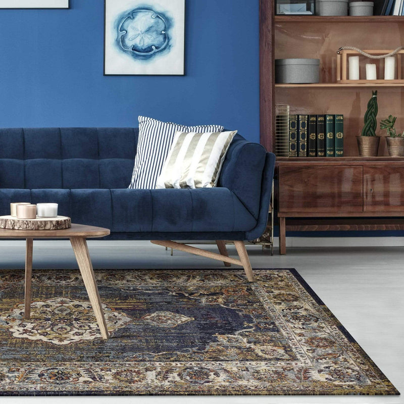 Rugs Navy Rug - 5'3"X 7'7" Polypropylene Navy Area Rug HomeRoots