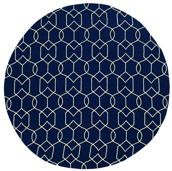 Rugs Navy Rug - 7' Round UV-treated Polypropylene Navy Area Rug HomeRoots