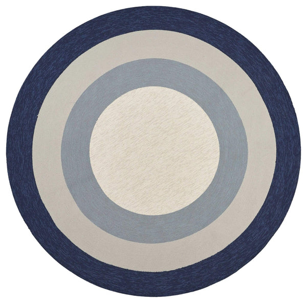 Rugs Navy Rug - 7' Round UV-treated Polypropylene Slate/Navy Area Rug HomeRoots