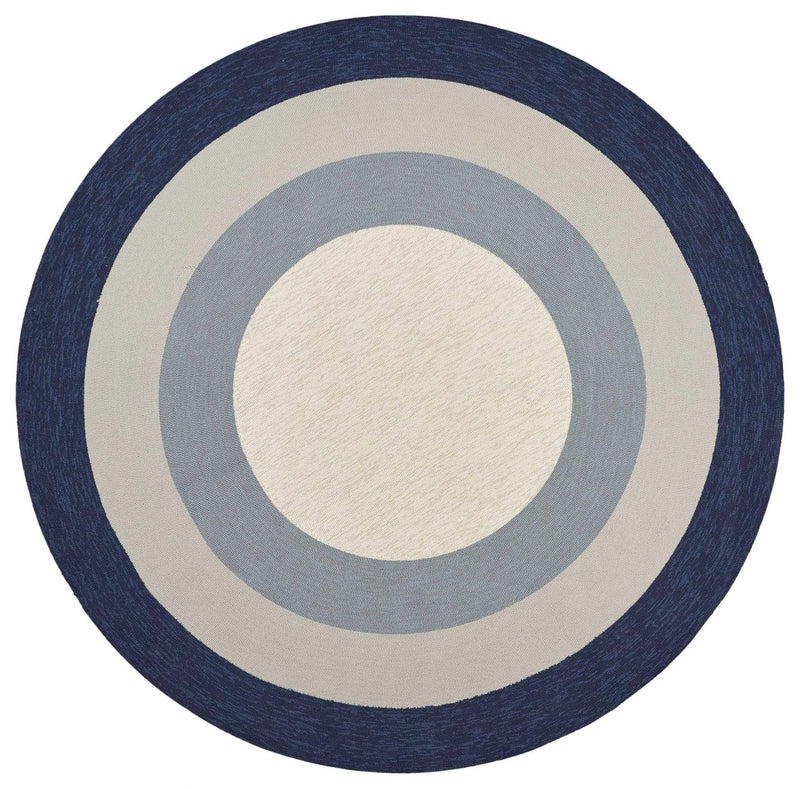 Rugs Navy Rug - 7' Round UV-treated Polypropylene Slate/Navy Area Rug HomeRoots