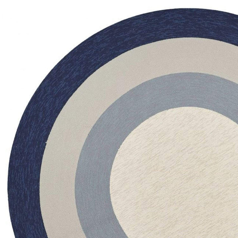 Rugs Navy Rug - 7' Round UV-treated Polypropylene Slate/Navy Area Rug HomeRoots