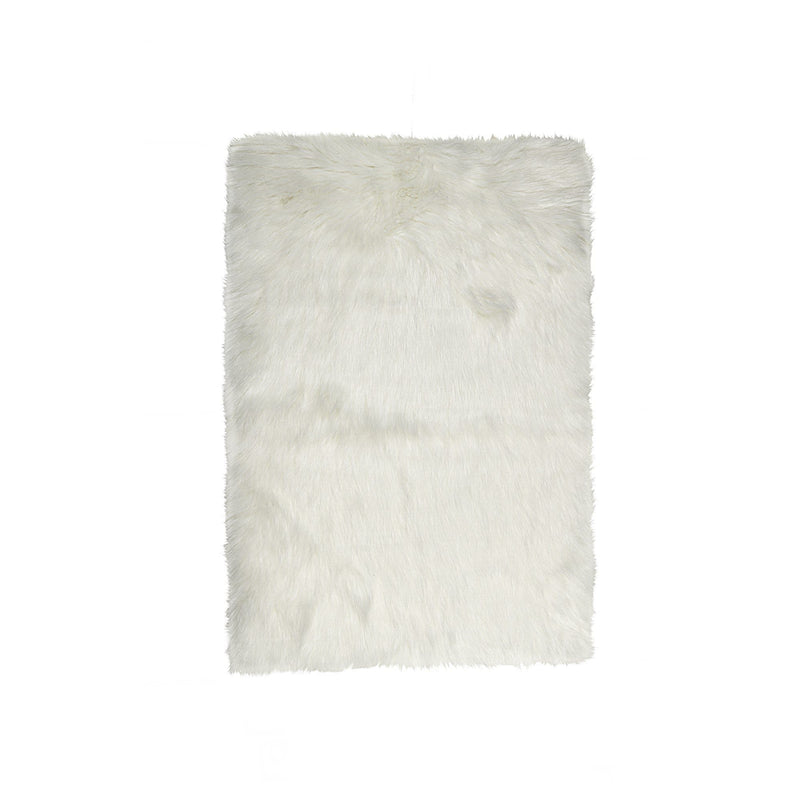 Rugs Off White Rug - 48" x 72" x 1.5" Off White, Faux Sheepskin - Area Rug HomeRoots