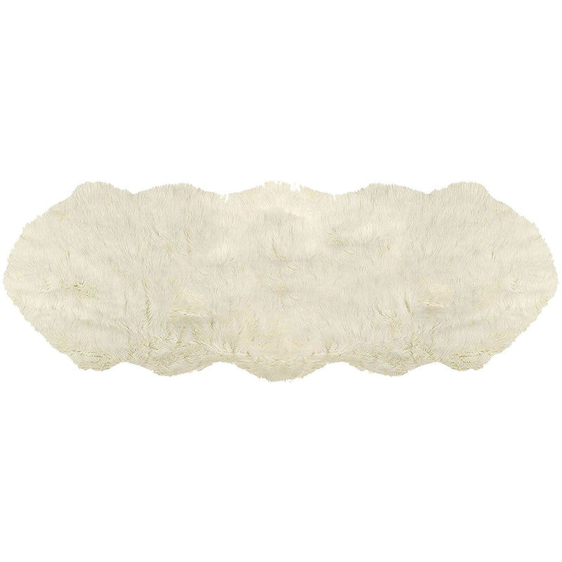 Rugs Off White Rug - 48" x 72" x 1.5" Off White Quattro Faux Sheepskin - Area Rug HomeRoots
