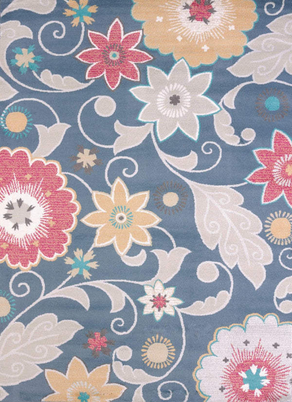 Rugs Orange Area Rug 63" x 86" x 0.47" Blue Polypropylene/Polyester Area Rug 9903 HomeRoots