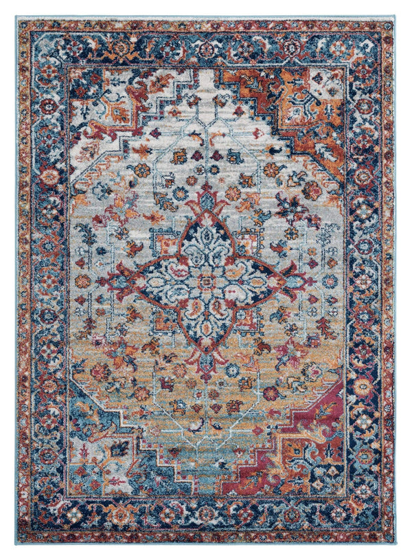 Rugs Orange Rug - 63" x 86" x 0.4" Multi Olefin Area Rug HomeRoots