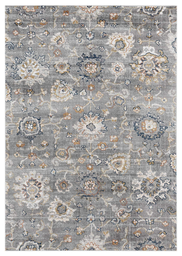 Rugs Orange Rug 63" x 86" x 0.79" Blue/Grey Microfiber/Polyester Area Rug 7988 HomeRoots