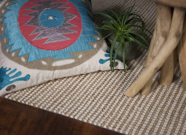 Rugs Outdoor Jute Rug - 60" X 84" X 0.'5" Ivory Wool / Jute Rug HomeRoots