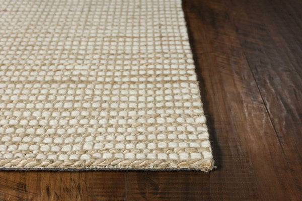 Rugs Outdoor Jute Rug - 96" X 126" X 0.'5" Ivory Wool / Jute Rug HomeRoots