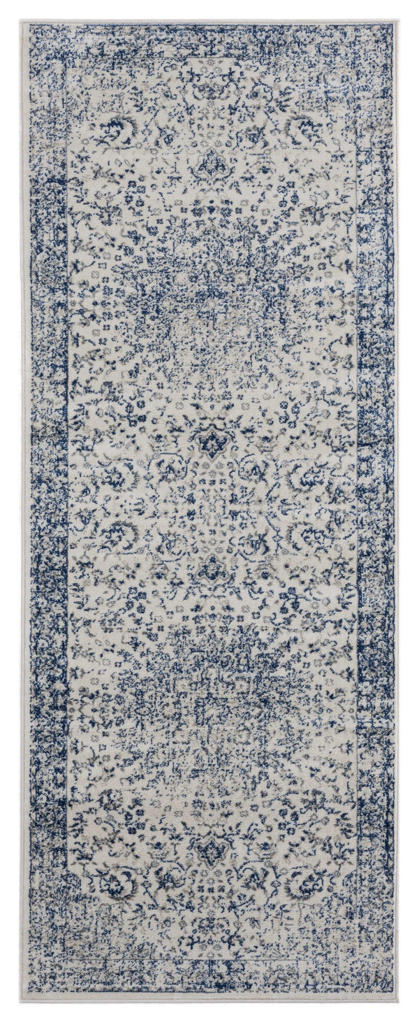 Rugs Outdoor Runner Rug 31" x 86" x 0.31" Denim Blue Olefin Runner Rug 8229 HomeRoots