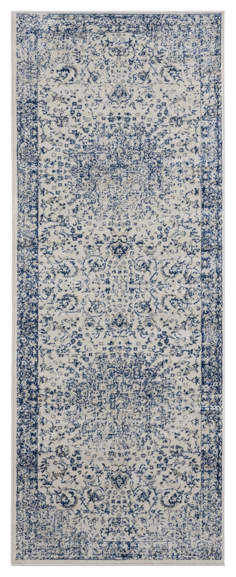 Rugs Outdoor Runner Rug 31" x 86" x 0.31" Denim Blue Olefin Runner Rug 8229 HomeRoots