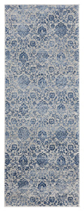 Rugs Outdoor Runner Rug 31" x 86" x 0.31" Denim Blue Olefin Runner Rug 8278 HomeRoots