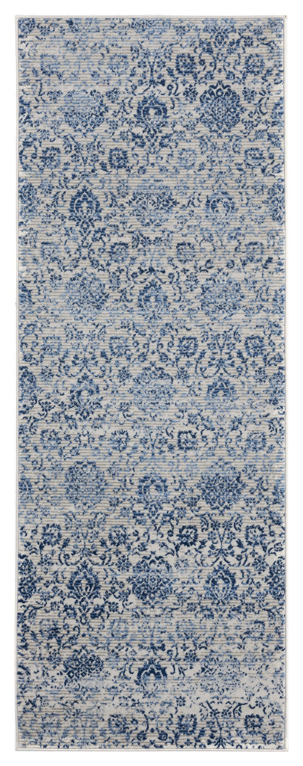 Rugs Outdoor Runner Rug 31" x 86" x 0.31" Denim Blue Olefin Runner Rug 8278 HomeRoots