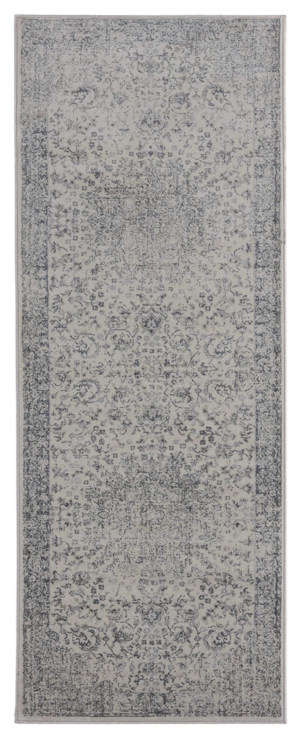 Rugs Outdoor Runner Rug 31" x 86" x 0.31" Grey Olefin Runner Rug 8236 HomeRoots
