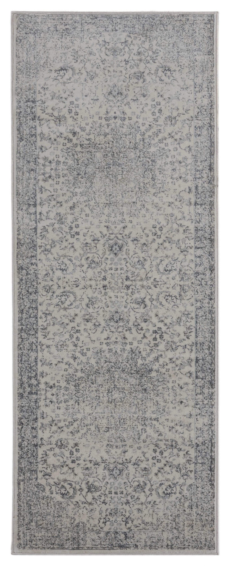 Rugs Outdoor Runner Rug 31" x 86" x 0.31" Grey Olefin Runner Rug 8236 HomeRoots