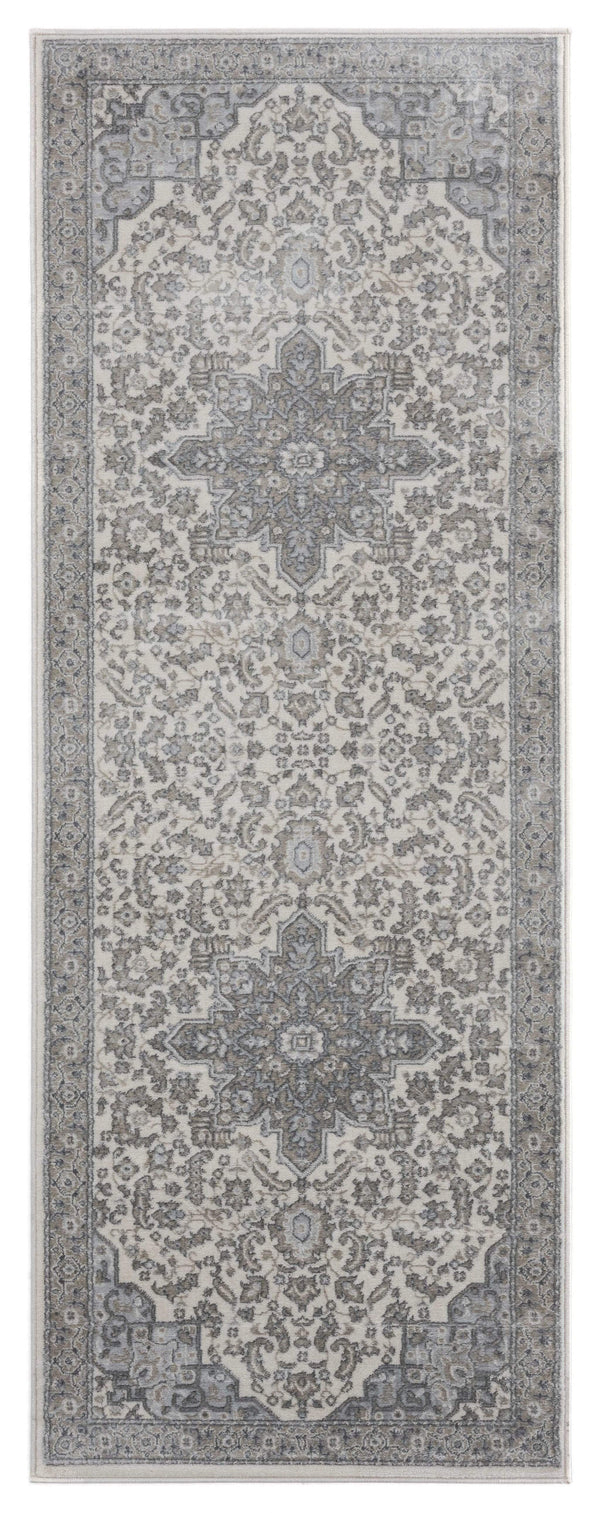 Rugs Outdoor Runner Rug - 31" x 86" x 0.31" Grey Olefin Runner Rug HomeRoots