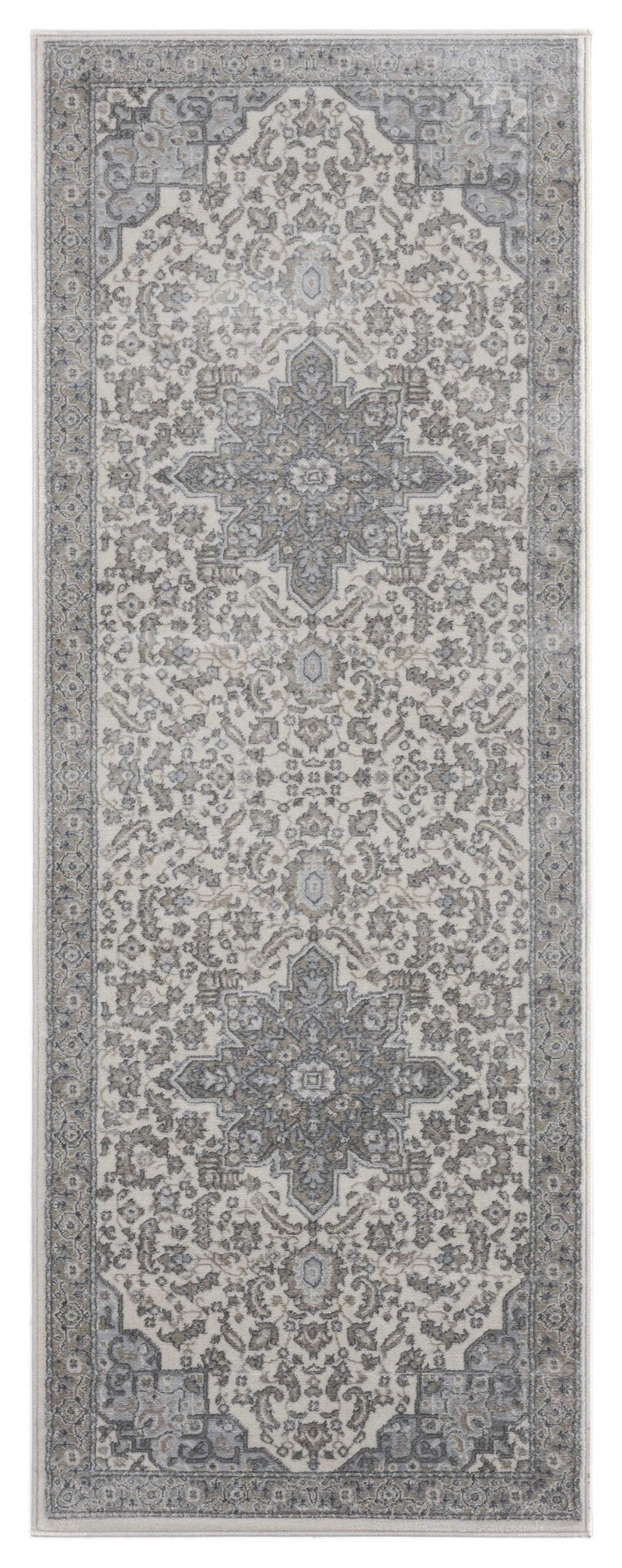 Rugs Outdoor Runner Rug - 31" x 86" x 0.31" Grey Olefin Runner Rug HomeRoots