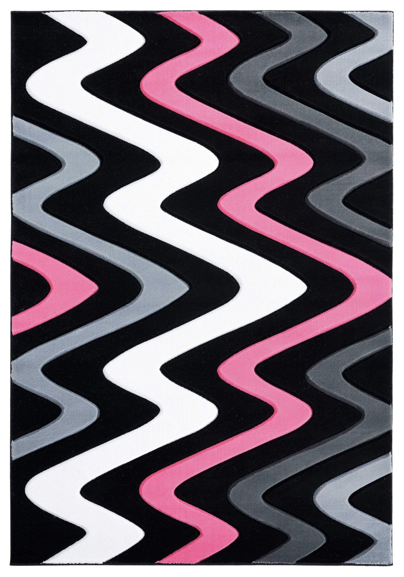 Rugs Pink Area Rug 63" x 90" x 0.53" Pink Olefin/Polypropylene Area Rug 7408 HomeRoots