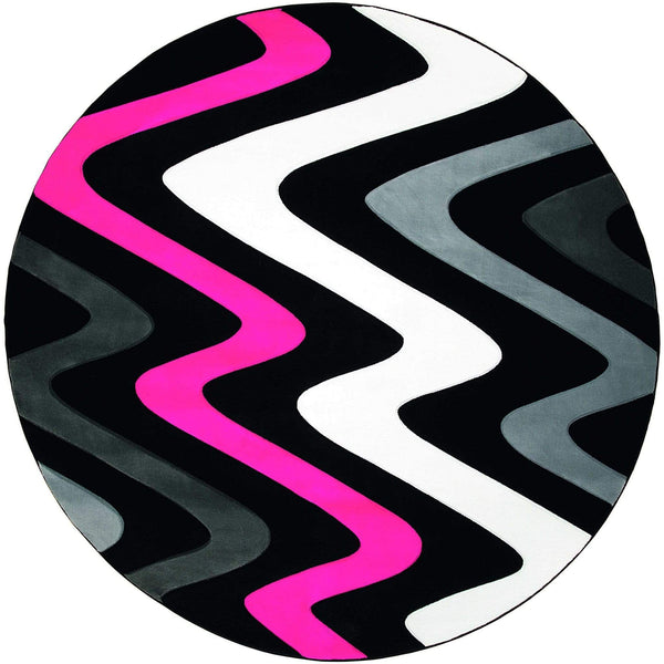 Rugs Pink Area Rug 94" x 94" x 0.53" Pink Olefin/Polypropylene Round Rug 7409 HomeRoots