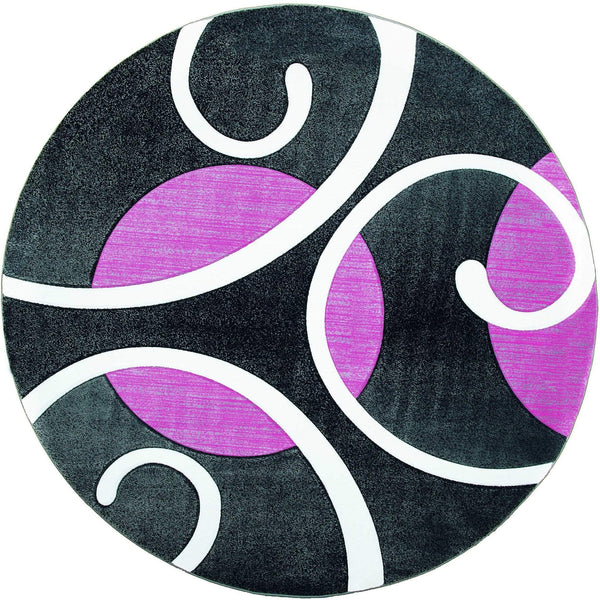 Rugs Pink Area Rug - 94" x 94" x 0.53" Pink Olefin/Polypropylene Round Rug HomeRoots