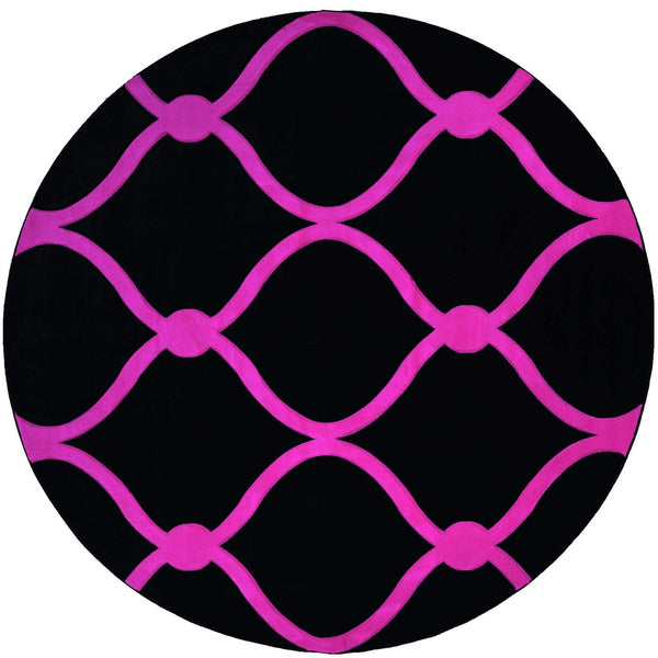 Rugs Pink Rug 94" x 94" x 0.53" Pink Olefin/Polypropylene Round Rug 7499 HomeRoots