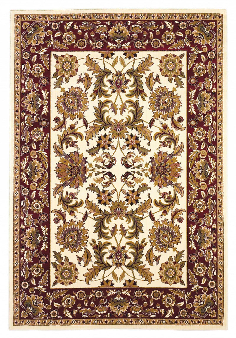 Rugs Red Area Rugs - 2'3" x 3'3" Polypropylene Ivory/Red Area Rug HomeRoots