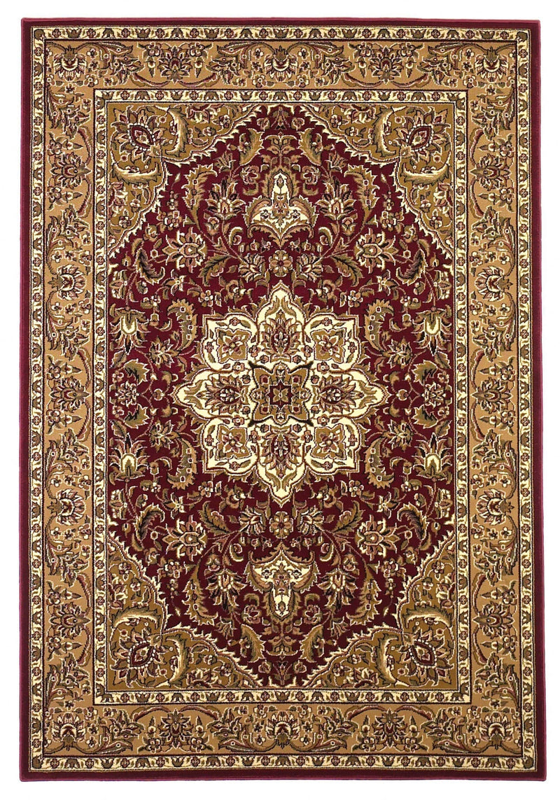 Rugs Red Area Rugs 2'3" x 3'3" Polypropylene Red/Beige Area Rug 3266 HomeRoots