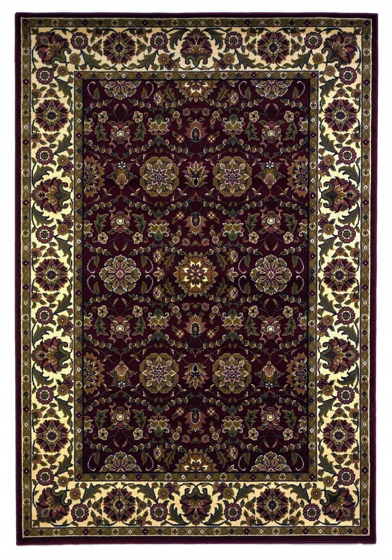 Rugs Red Area Rugs 2'3" x 3'3" Polypropylene Red/Ivory Area Rug 3260 HomeRoots