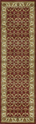Rugs Red Area Rugs - 27" X 91" X 0.'5" Red/Ivory Polypropylene Rug HomeRoots