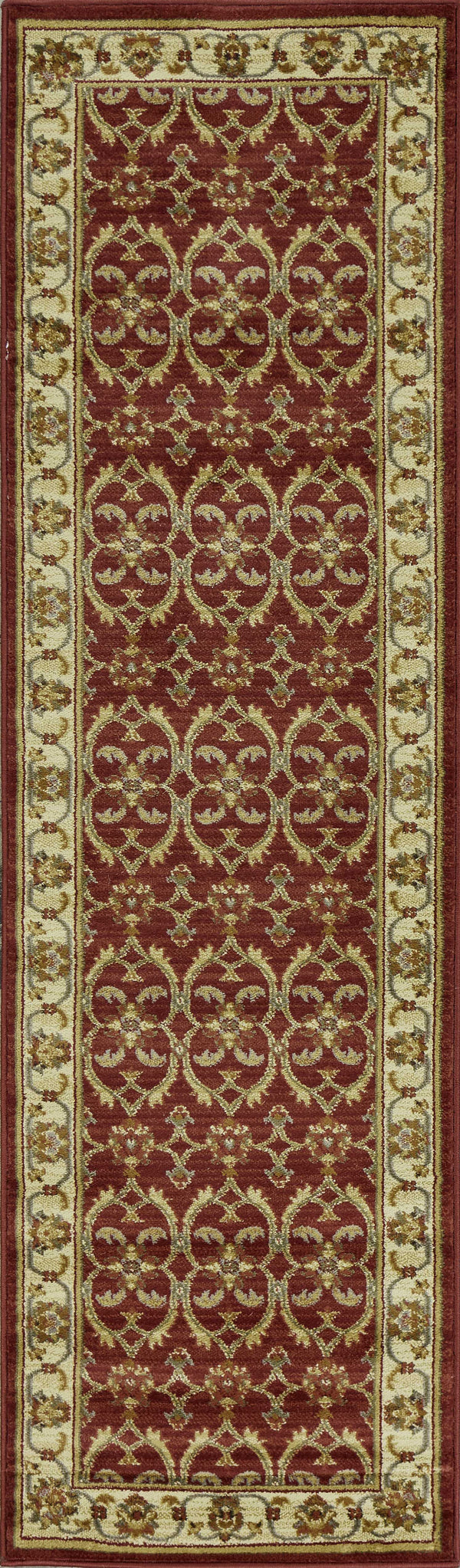 Rugs Red Area Rugs - 27" X 91" X 0.'5" Red/Ivory Polypropylene Rug HomeRoots