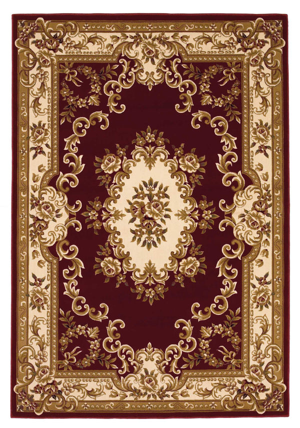 Rugs Red Area Rugs 3'3" x 4'11" Polypropylene Red/Ivory Area Rug 3668 HomeRoots