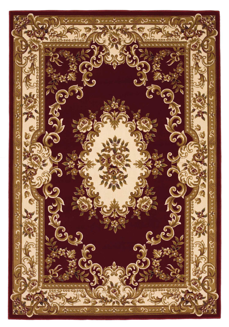Rugs Red Area Rugs 3'3" x 4'11" Polypropylene Red/Ivory Area Rug 3668 HomeRoots