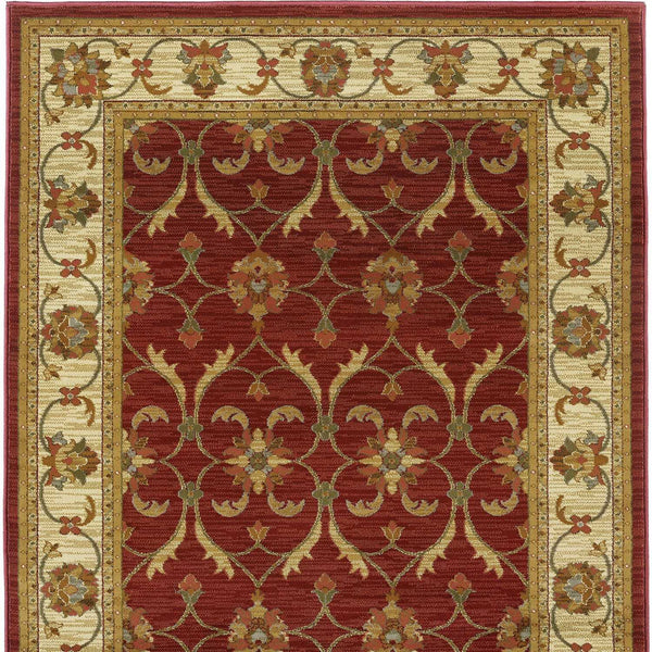 Rugs Red Area Rugs - 47" X 63" X 0.'5" Red/Ivory Polypropylene Rug HomeRoots