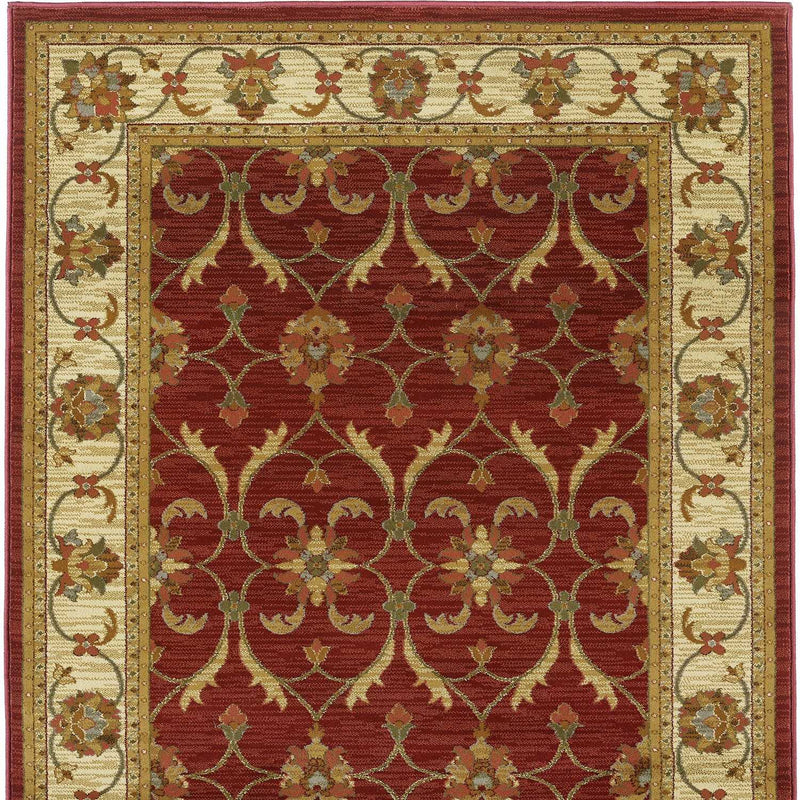 Rugs Red Area Rugs - 47" X 63" X 0.'5" Red/Ivory Polypropylene Rug HomeRoots