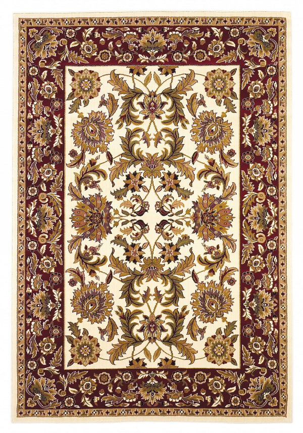Rugs Red Area Rugs - 5'3" x 7'7" Polypropylene Ivory/Red Area Rug HomeRoots
