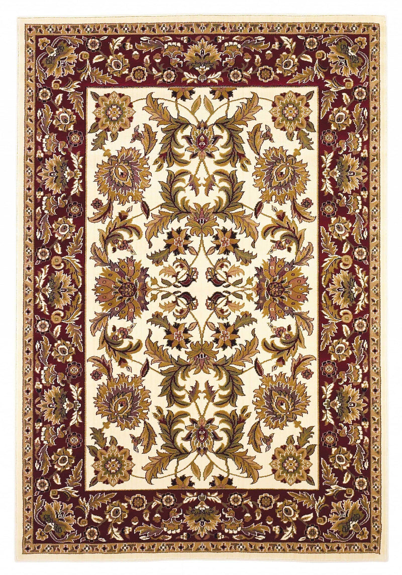 Rugs Red Area Rugs - 5'3" x 7'7" Polypropylene Ivory/Red Area Rug HomeRoots