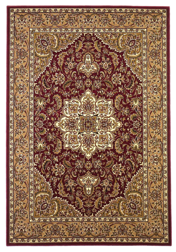 Rugs Red Area Rugs - 5'3" x 7'7" Polypropylene Red/Beige Area Rug HomeRoots